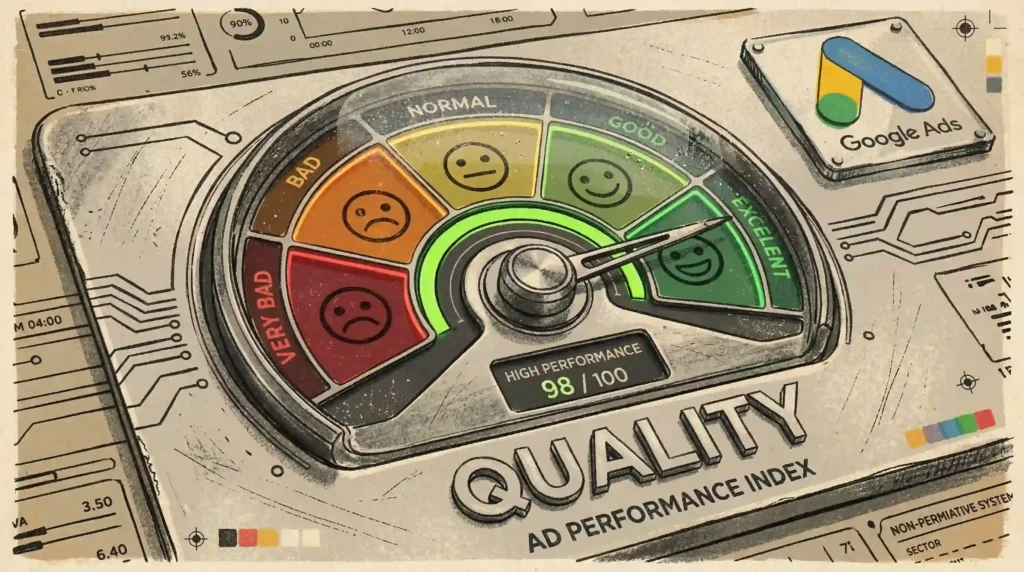 A quality checker board showing google ads quality