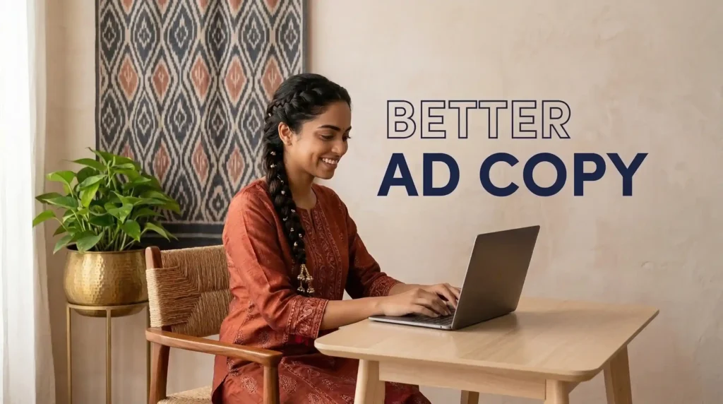 A copywriter writing ad copy for Google Ads