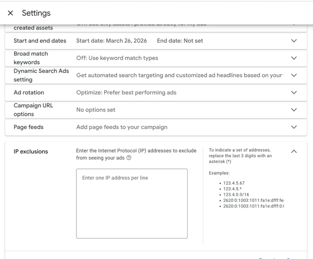 Google Ad IP Exclusion