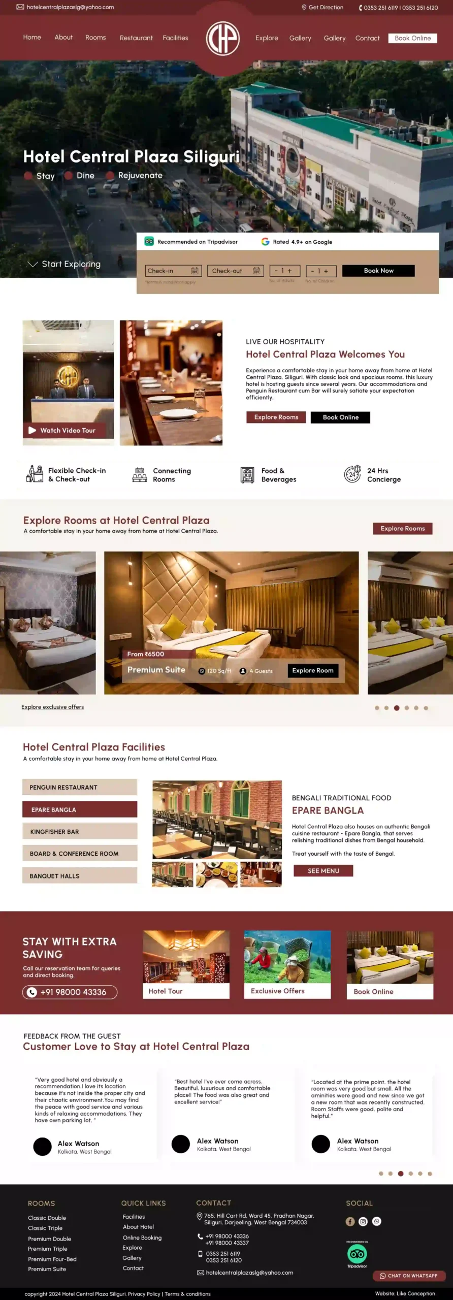 Hotel website design mockup