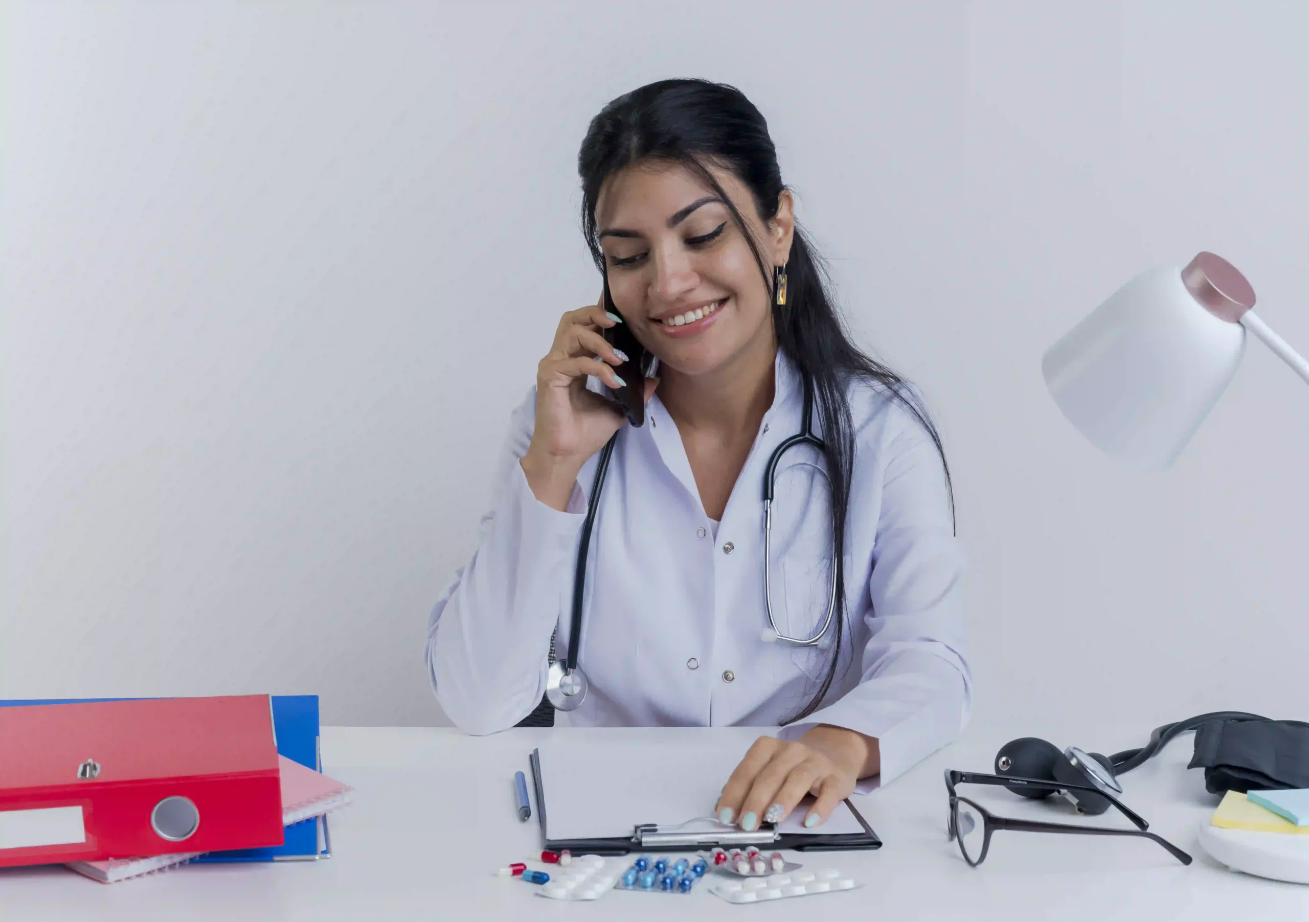 Person on a phone call outdoors, representing a patient calling a clinic straight from a search ad