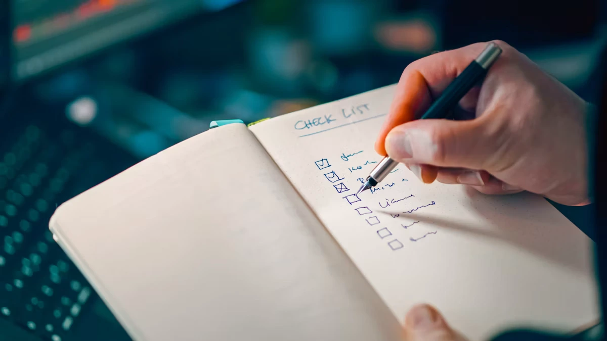 Hand checking off items on a checklist, representing the radius targeting, call tracking and remarketing checklist